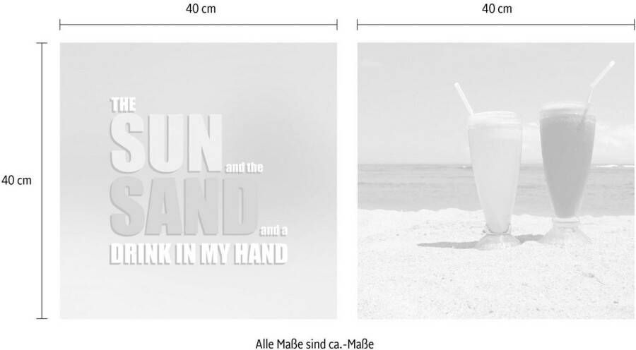 queence Artprint op linnen Drink in my hand Premium canvasstof handgemaakt in Duitsland uitspraak 2-delige set (set)