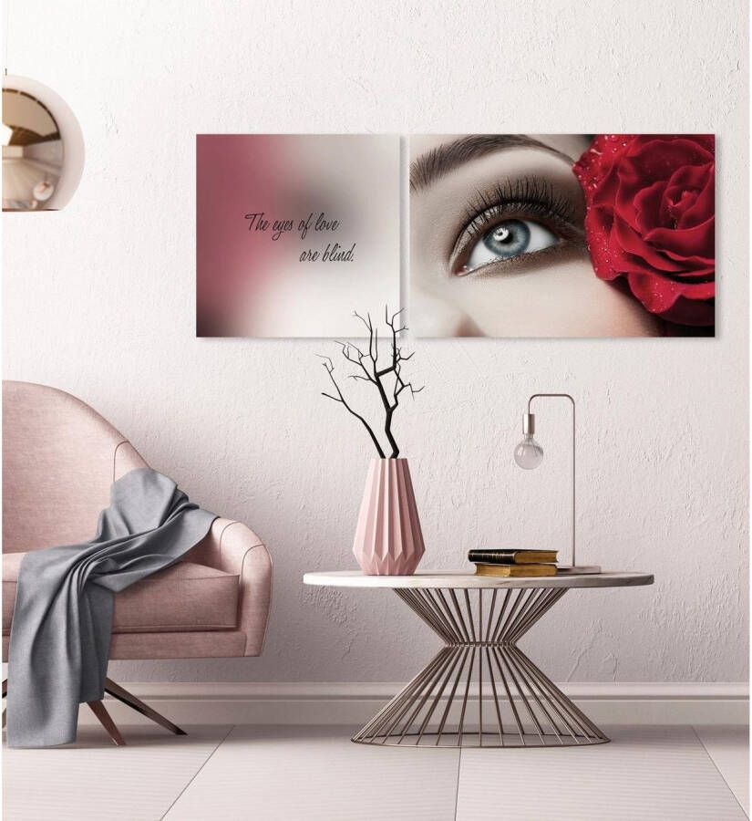 queence Artprint op linnen Eyes Premium canvasstof handgemaakt in Duitsland uitspraak 2-delige set (set)
