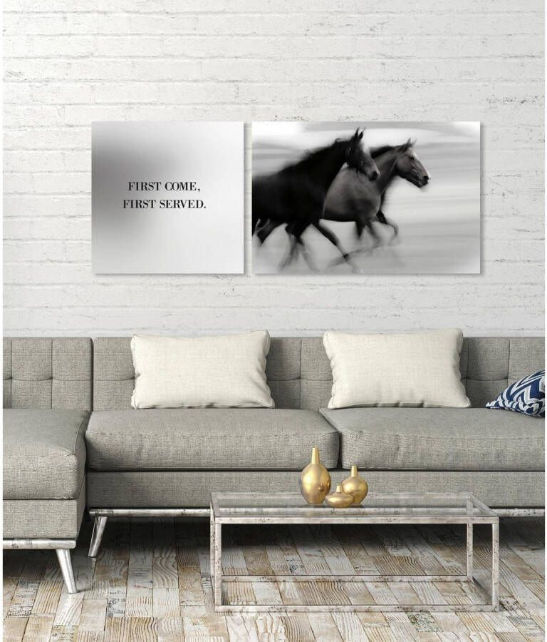 queence Artprint op linnen First come first served Premium canvasstof handgemaakt in Duitsland uitspraak 2-delige set (set)