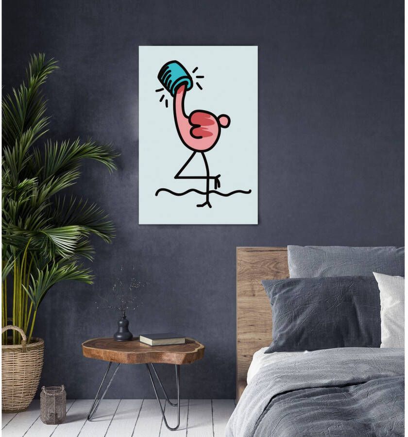 queence Artprint op linnen Flamingo Premium canvasstof handgemaakt in Duitsland