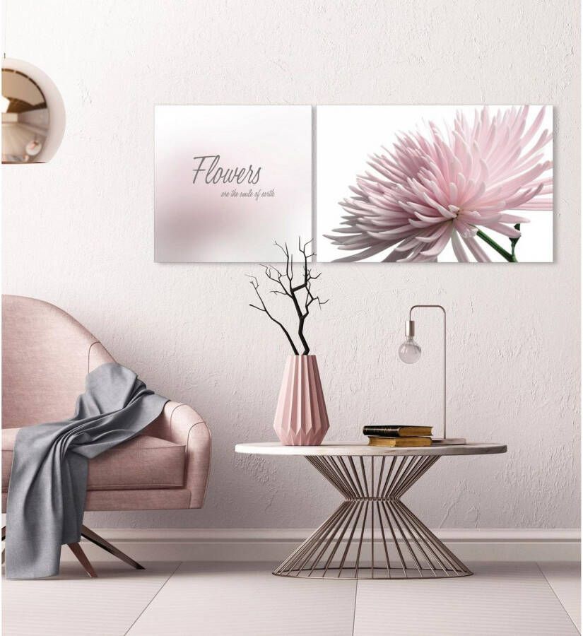 queence Artprint op linnen Flowers Premium canvasstof handgemaakt in Duitsland uitspraak 2-delige set (set)