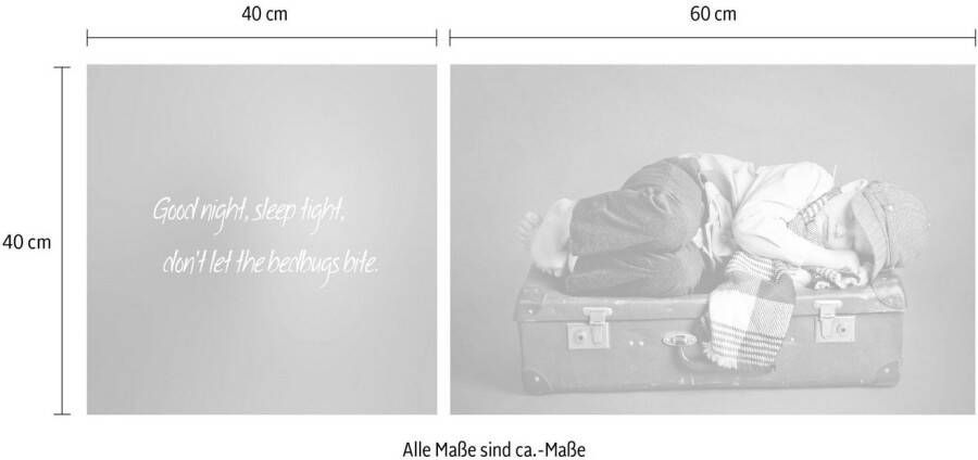 queence Artprint op linnen Good Night Premium canvasstof handgemaakt in Duitsland uitspraak 2-delige set (set)