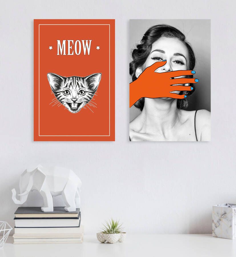 queence Artprint op linnen Kat MEOW