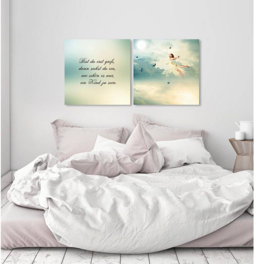 queence Artprint op linnen Gedicht kinderen Premium canvasstof handgemaakt in Duitsland uitspraak 2-delige set (set)