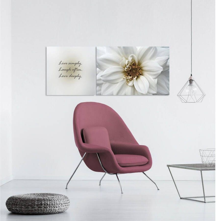 queence Artprint op linnen Live Laugh & Love Premium canvasstof handgemaakt in Duitsland uitspraak 2-delige set (set)