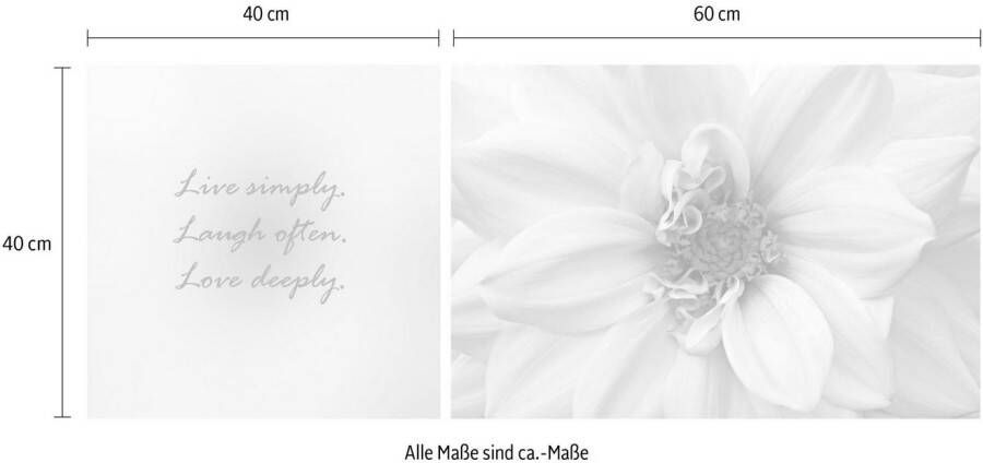queence Artprint op linnen Live Laugh & Love Premium canvasstof handgemaakt in Duitsland uitspraak 2-delige set (set)