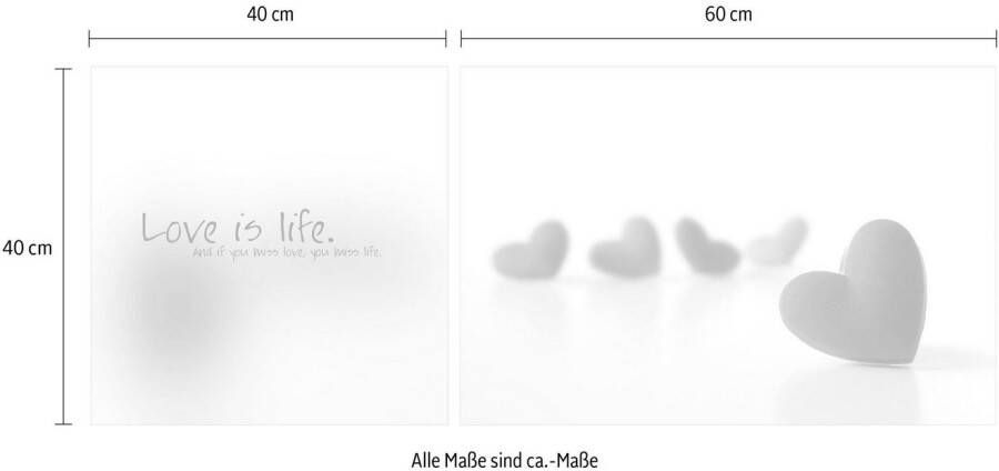 queence Artprint op linnen Love is Life Premium canvasstof handgemaakt in Duitsland uitspraak 2-delige set (set)