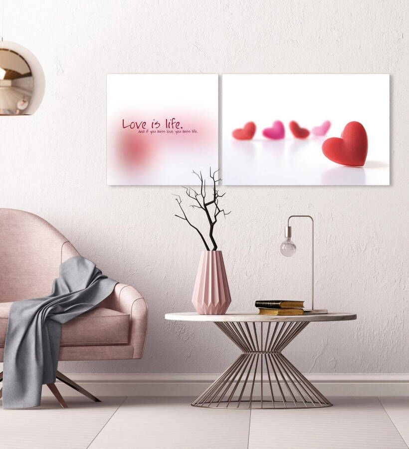 queence Artprint op linnen Love is Life (set)