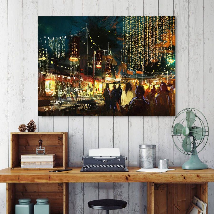 queence Artprint op linnen Markt Premium canvasstof handgemaakt in Duitsland