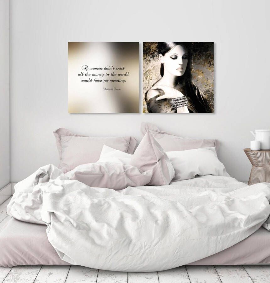 queence Artprint op linnen Money set van 2 (set)