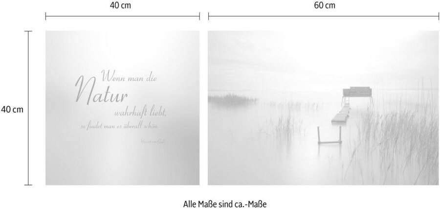 queence Artprint op linnen Natuur overal Premium canvasstof handgemaakt in Duitsland citaat 2-delige set (set)