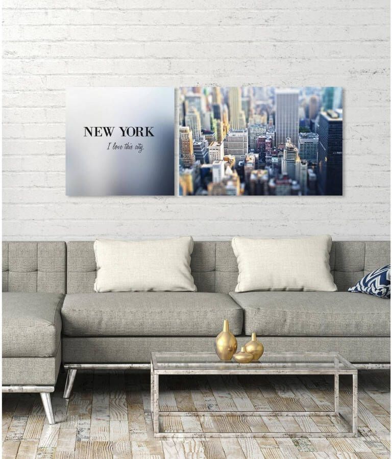 queence Artprint op linnen New York Premium canvasstof handgemaakt in Duitsland uitspraak 2-delige set (set)