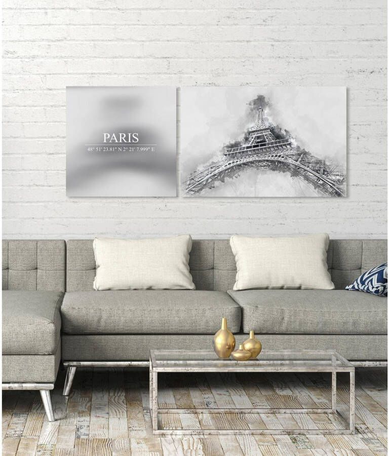 queence Artprint op linnen Paris Premium canvasstof handgemaakt in Duitsland uitspraak 2-delige set (set)