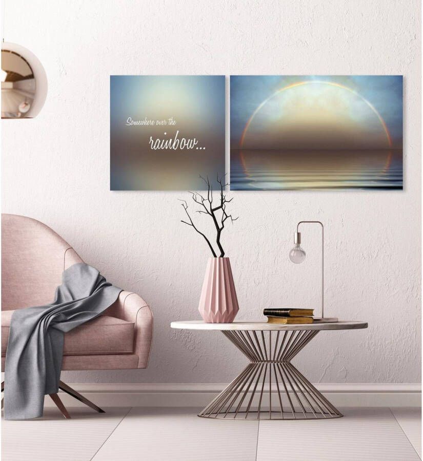 queence Artprint op linnen Rainbow Premium canvasstof handgemaakt in Duitsland uitspraak 2-delige set (set)