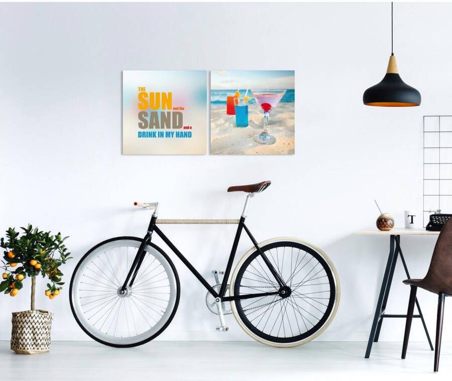 queence Artprint op linnen Sun & Sand Premium canvasstof handgemaakt in Duitsland uitspraak 2-delige set (set)