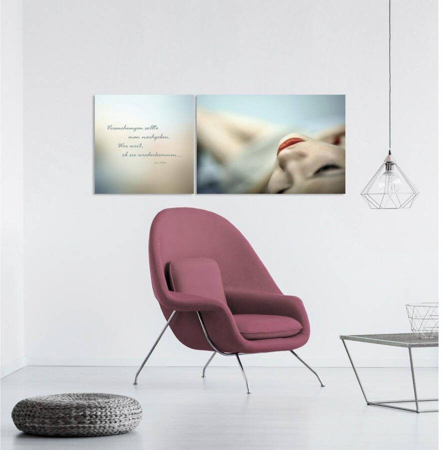 queence Artprint op linnen Verleidingen Premium canvasstof handgemaakt in Duitsland citaat 2-delige set (set)
