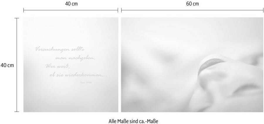 queence Artprint op linnen Verleidingen Premium canvasstof handgemaakt in Duitsland citaat 2-delige set (set)