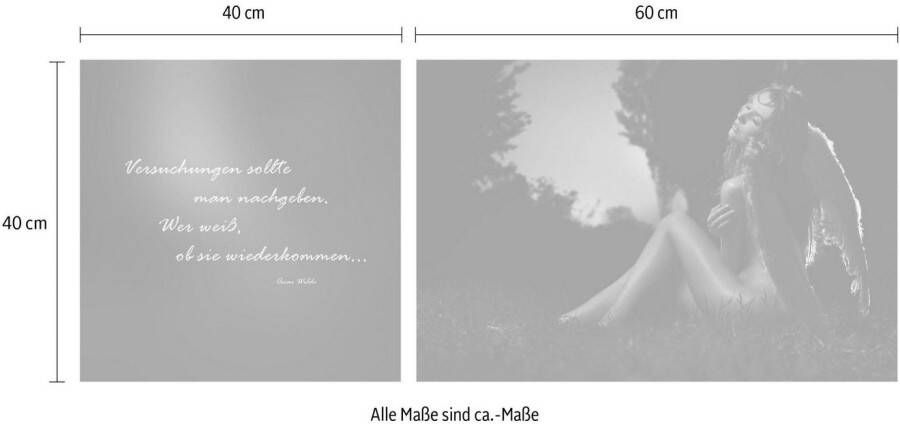 queence Artprint op linnen Verleidingen Premium canvasstof handgemaakt in Duitsland citaat 2-delige set (set)