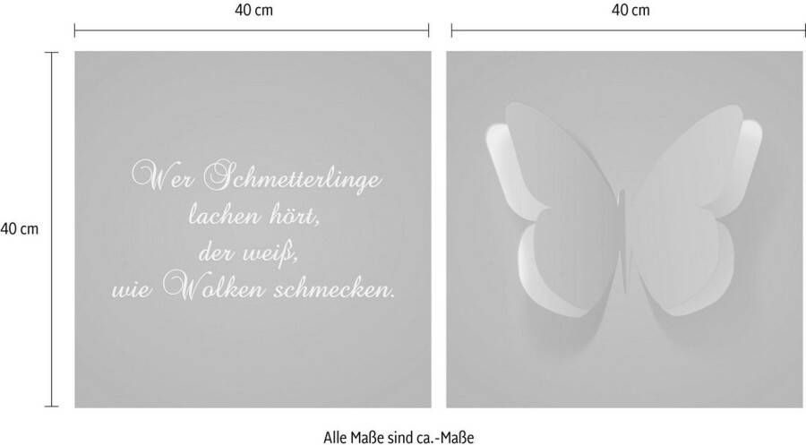 queence Artprint op linnen Vlinder Premium canvasstof handgemaakt in Duitsland uitspraak 2-delige set (set)