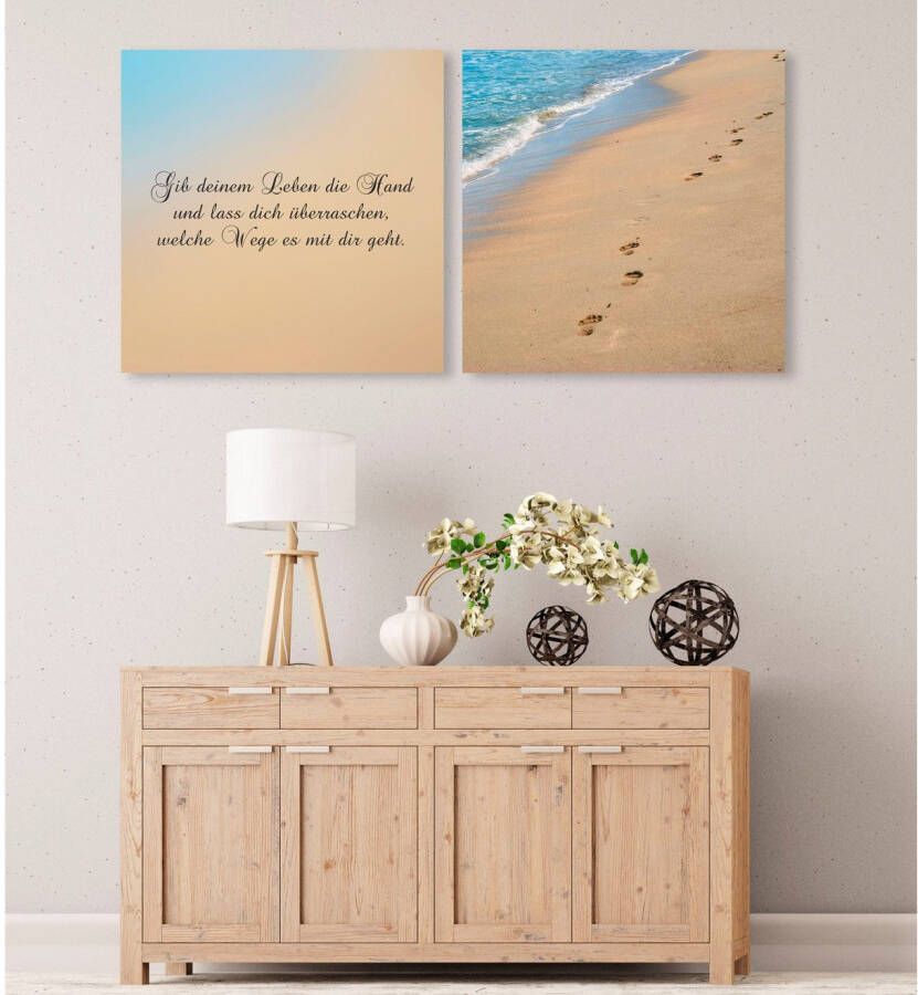 queence Artprint op linnen Wegen Premium canvasstof handgemaakt in Duitsland uitspraak 2-delige set (set)