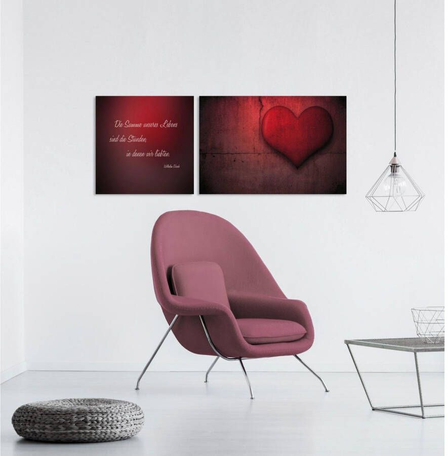 queence Artprint op linnen Zonden Premium canvasstof handgemaakt in Duitsland citaat 2-delige set (set)