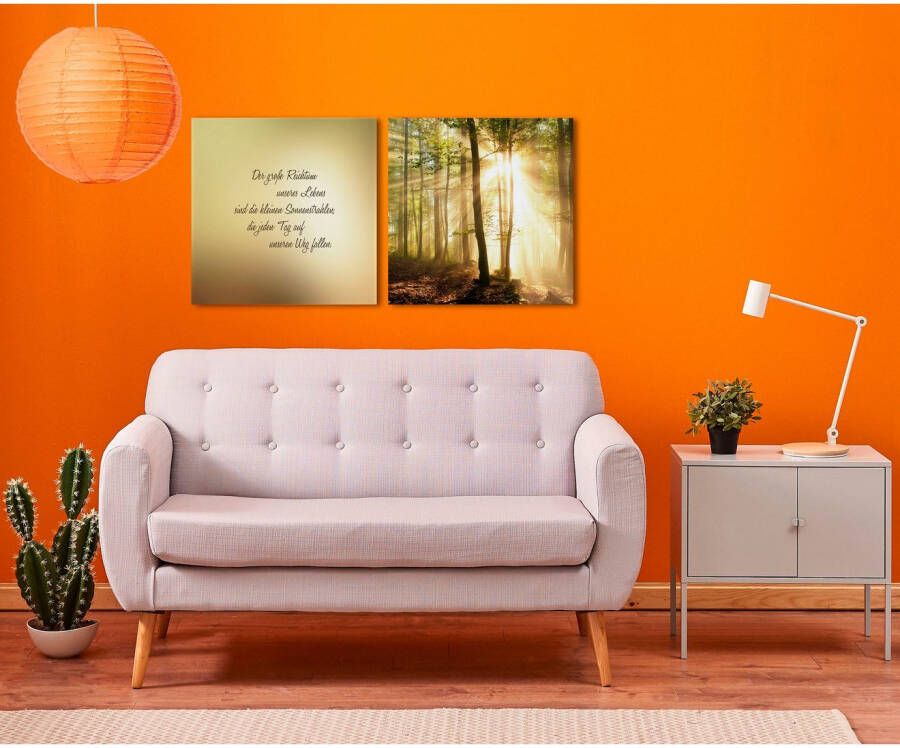 queence Artprint op linnen Zonnestralen Premium canvasstof handgemaakt in Duitsland uitspraak 2-delige set (set)