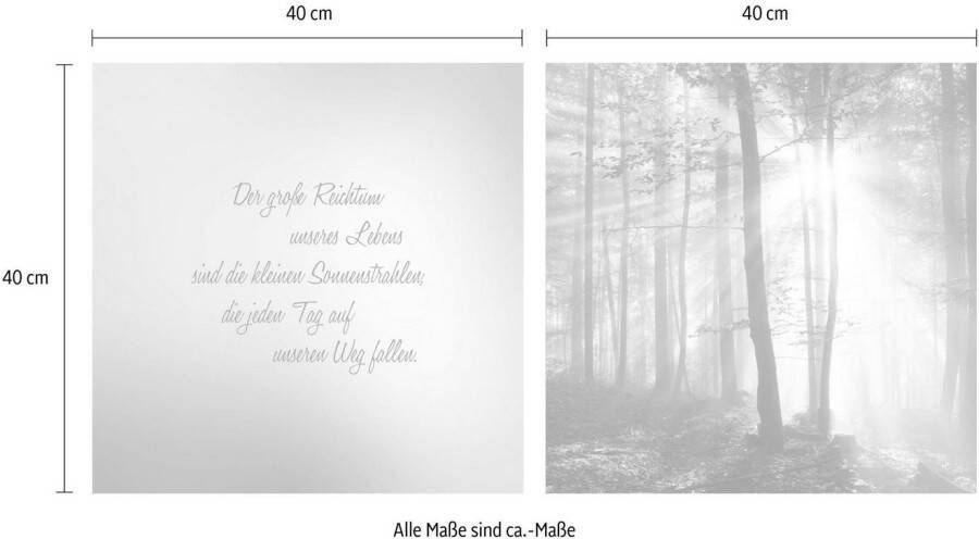 queence Artprint op linnen Zonnestralen Premium canvasstof handgemaakt in Duitsland uitspraak 2-delige set (set)