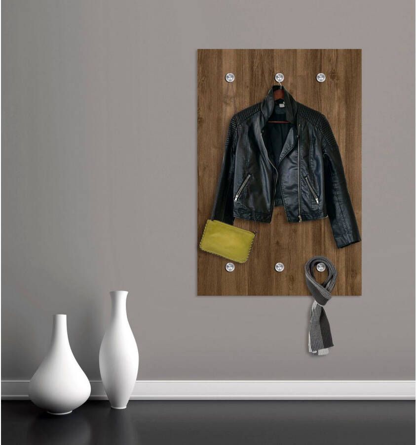 queence Kapstok Hout-look met 6 haken 80 x 120 cm