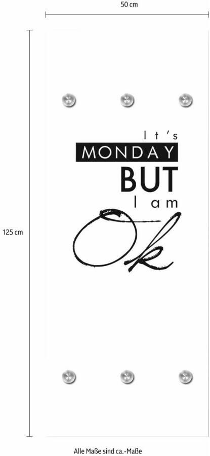 queence Kapstok It's Monday but … met 6 haken 50 x 120 cm