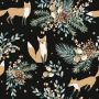 Queence Sierkussen Alice Kussenhoes vossen dier dierenmotief bloemen zwart minimalistisch natuur (1 stuk) - Thumbnail 4