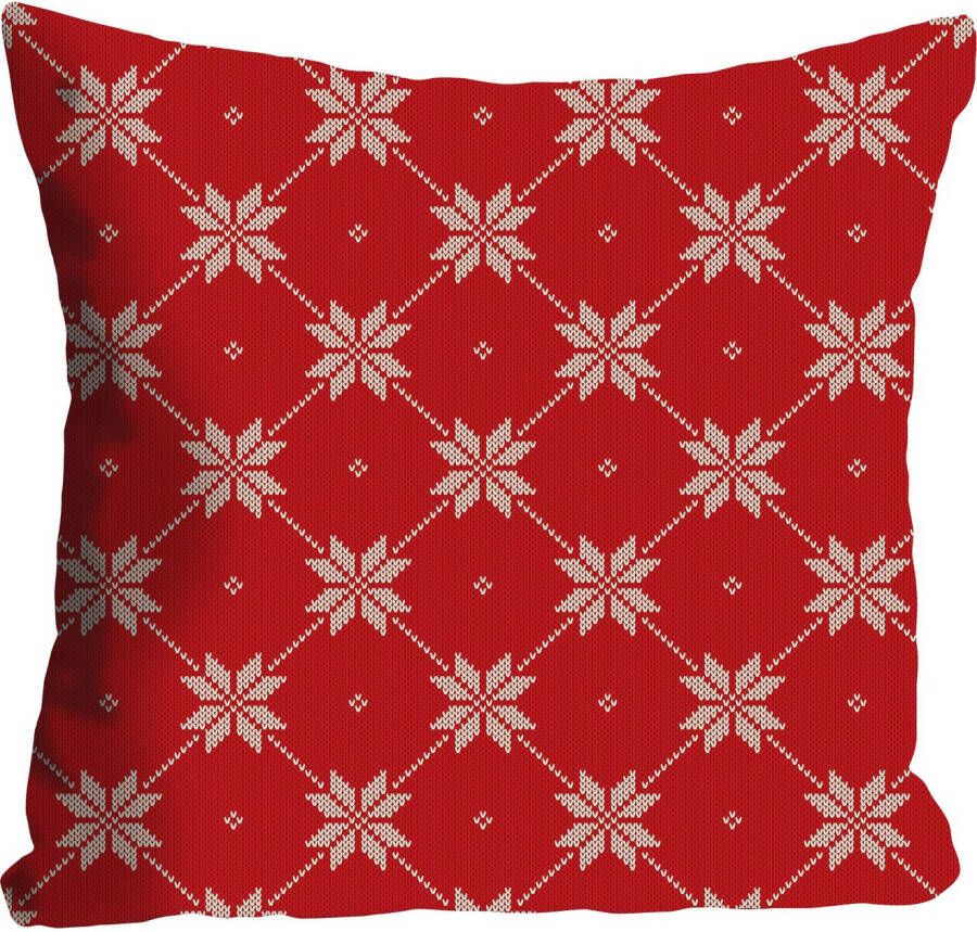 queence Sierkussen CINDY Kussenhoes kerstpatroon rood wit stoflook feestelijk winterachtig (1 stuk)