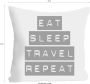 Queence Sierkussen Eat Sleep Travel Repeat Kussenovertrek zonder vulling(1 stuk) - Thumbnail 4