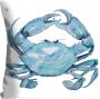 Queence Sierkussen Eileen Kussenhoes krab blauw wit zee patroon strand maritiem zomer (1 stuk) - Thumbnail 2