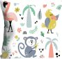 Queence Sierkussen Evgenia Kussenhoes kinderen papegaai flamingo kleurrijk tropisch dierenpatroon vrolijk (1 stuk) - Thumbnail 2