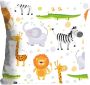 Queence Sierkussen Sandy Kussenhoes kinderen giraffe zebra leeuw krokodil olifant strip kleurrijk (1 stuk) - Thumbnail 1