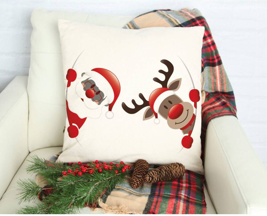queence Sierkussen Santa Kussenhoes kerstman rendier kerst feestelijk winterachtig (1 stuk)