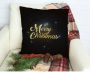 Queence Sierkussen Sterrenhemel Kussenhoes Merry Christmas zwart kerstmotief feestelijk (1 stuk) - Thumbnail 3