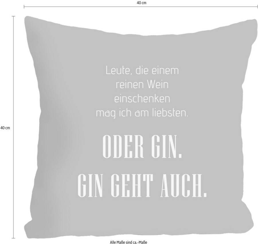 queence Sierkussen Wijn & gin met opschrift kussenovertrek zonder vulling(1 stuk)