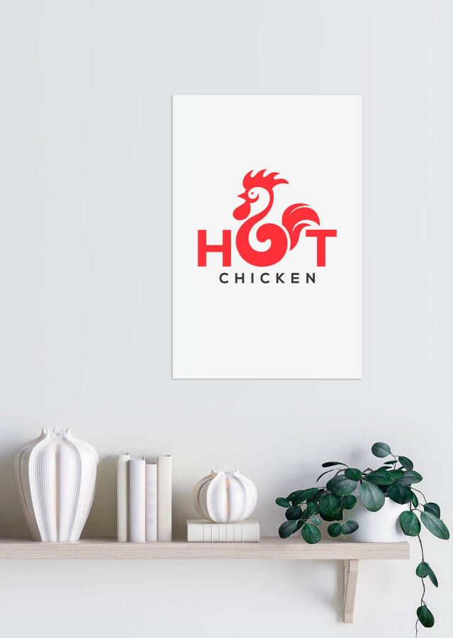 queence Sierobject voor aan de wand HOT CHICKEN Stalen bord blikken bord spreuk grappig wanddecoratie retro 20x30cm