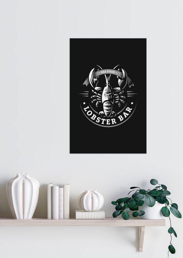 queence Sierobject voor aan de wand LOBSTER BAR Stalen bord blikken bord spreuk grappig wanddecoratie retro 20x30cm