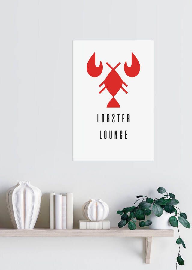 queence Sierobject voor aan de wand LOBSTER LOUNGE Stalen bord blikken bord spreuk grappig wanddecoratie retro 20x30cm