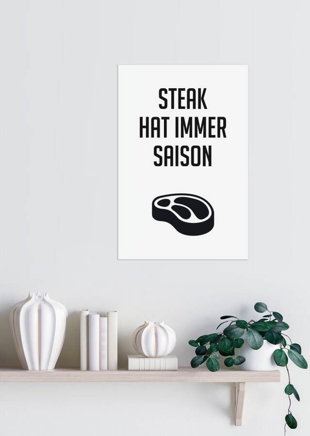 queence Sierobject voor aan de wand Steak Stalen bord blikken bord spreuk grappig wanddecoratie retro 20x30cm