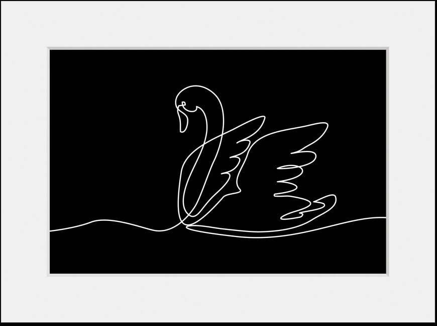 queence Wanddecoratie Picasso zwaan HD premium posterdruk incl. houten lijst (1 stuk)