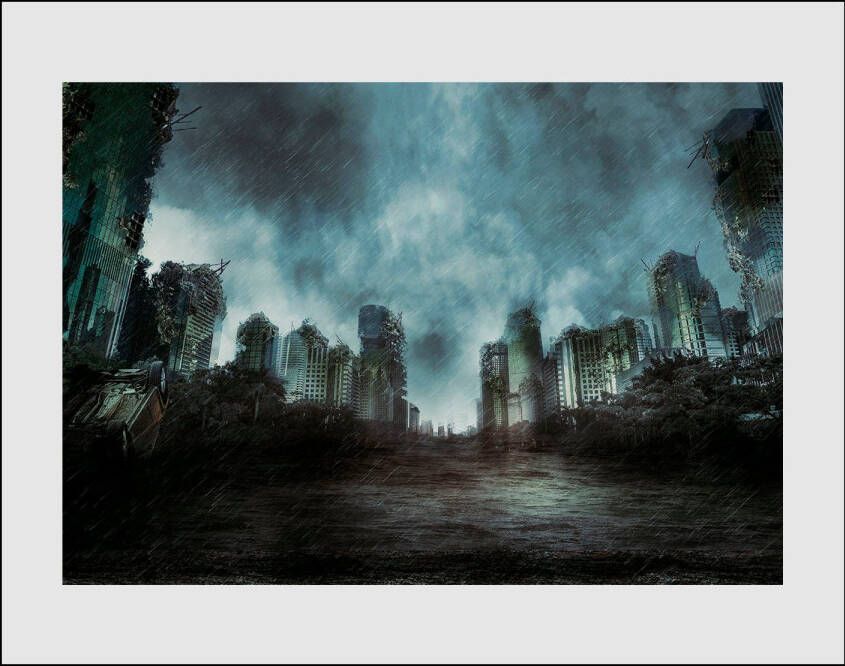 queence Wanddecoratie Apocalyps HD premium posterdruk incl. houten lijst (1 stuk)