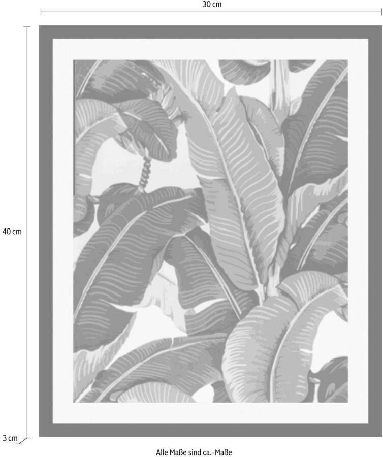 queence Wanddecoratie Bladeren HD premium posterdruk incl. houten lijst