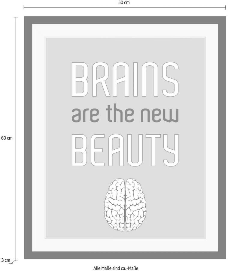 queence Wanddecoratie Brains HD premium posterdruk incl. houten lijst