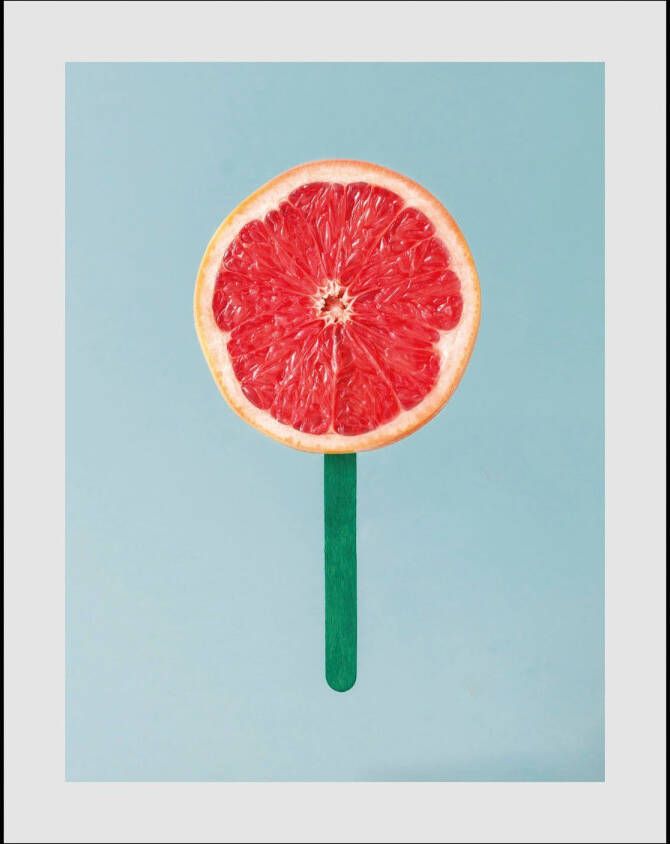 queence Wanddecoratie Citruspop HD premium posterdruk incl. houten lijst (1 stuk)