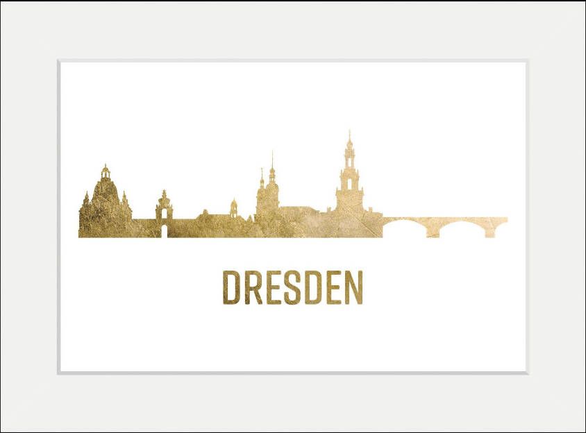 queence Wanddecoratie Dresden skyline GOLD (1 stuk)