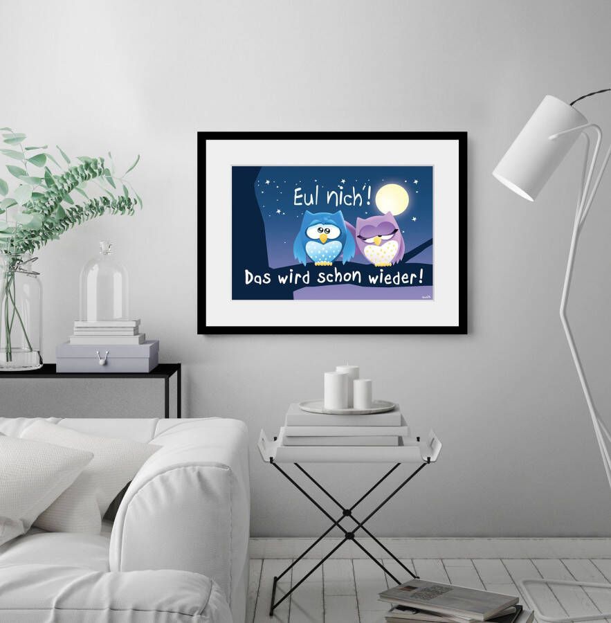queence Wanddecoratie Eul nich! HD premium posterdruk incl. houten lijst (1 stuk)