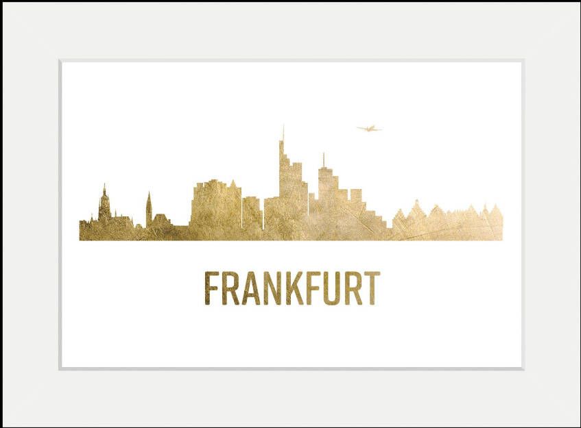 queence Wanddecoratie Frankfurt skyline GOLD (1 stuk)